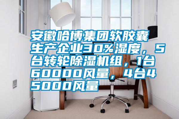 安徽哈博集團軟膠囊生產(chǎn)企業(yè)30%濕度，5臺轉輪除濕機組，1臺60000風(fēng)量，4臺45000風(fēng)量
